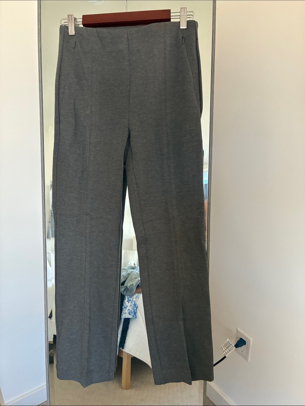 LOFT Gray Straight-Leg Trousers